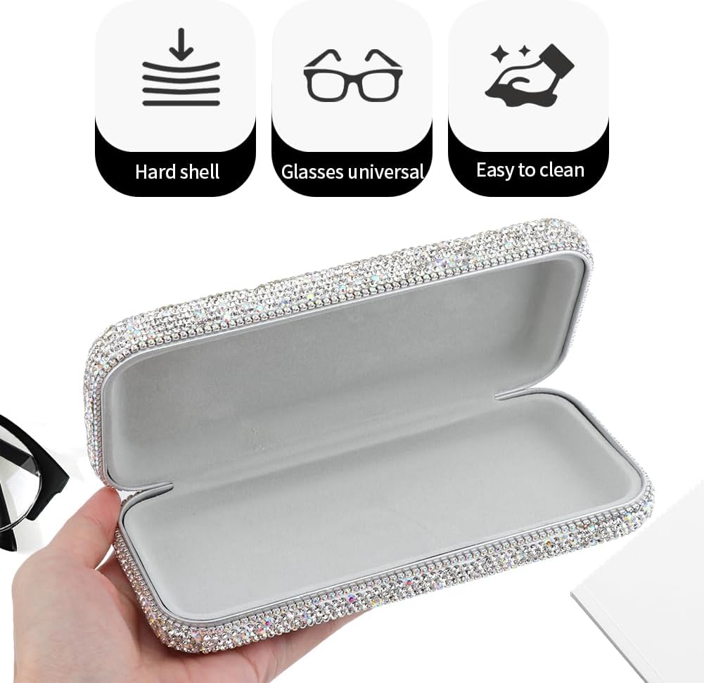Homfanseec rhinestone eyeglasses box shown inside a handbag