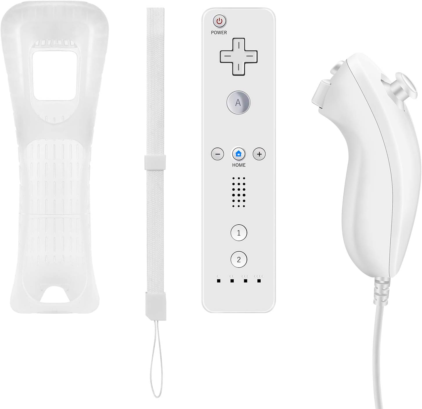 GLOWANT Wii wireless remote controller and nunchuk set front view in white