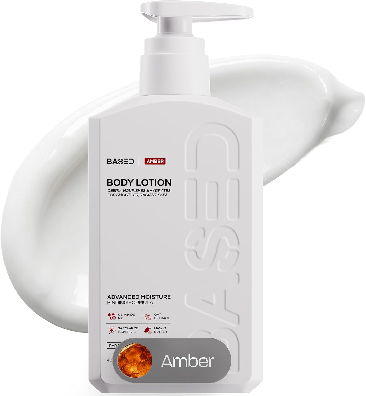 Based Bodyworks Ceramide Body Lotion Amber Scent front view moisturizer for men