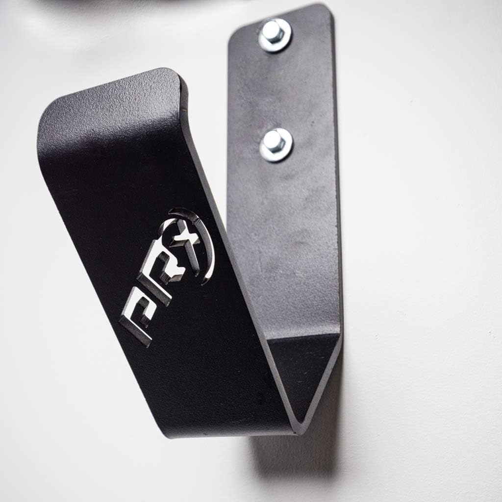 Black powder coated finish close-up of the fitness storage bracket