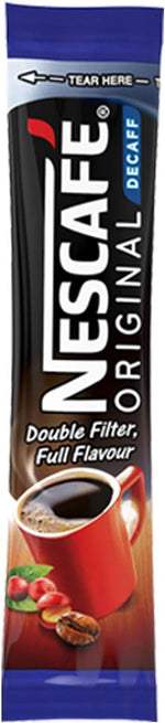 Nescafe decaf coffee stick sachets nutritional details and back label