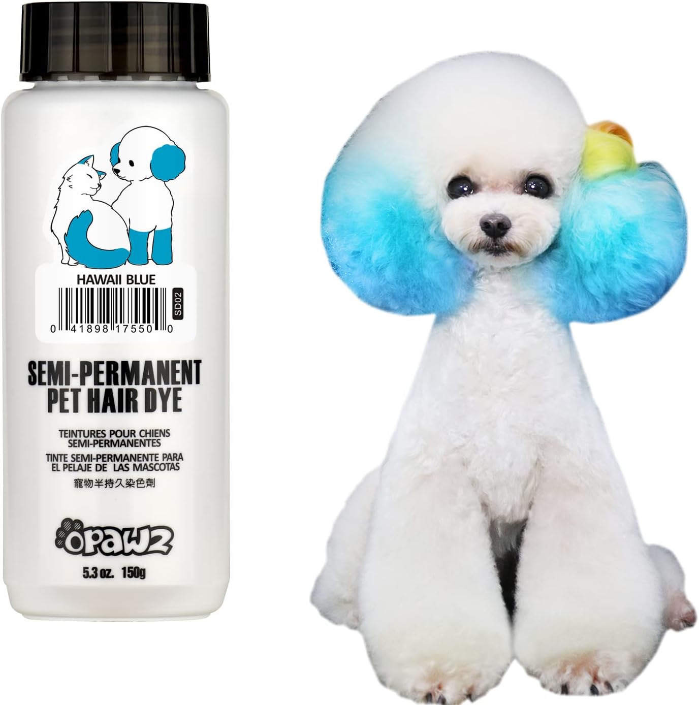 Opawz semi-permanent dog hair dye Hawaii Blue front view