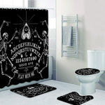 NiYoung Hand Ouija Board Shower Curtain and Rug Set front view showcasing gothic bathroom decor.