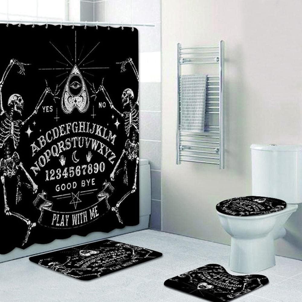 NiYoung Hand Ouija Board Shower Curtain and Rug Set front view showcasing gothic bathroom decor.