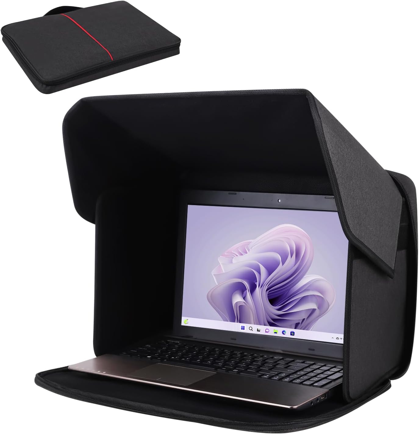 TXIYEAN laptop sun shade front view showing outdoor glare shield on a computer screen