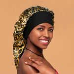 Oumrote leopard print satin sleep cap