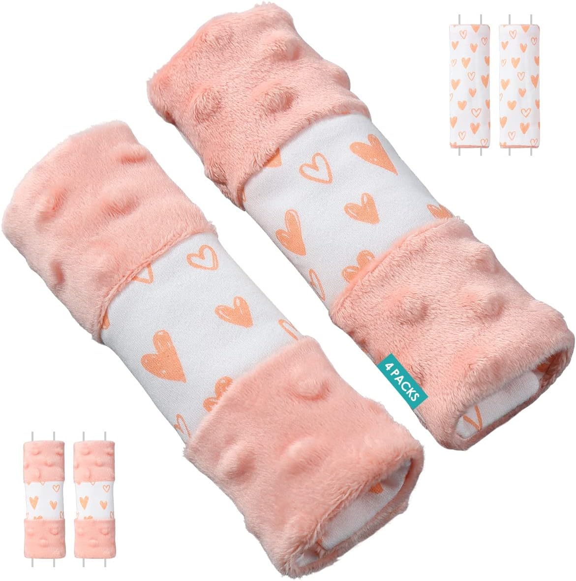 1 One Enjoy baby car seat strap covers in pink front view