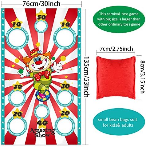 Children playing with Blulu circus themed carnival toss game outdoors