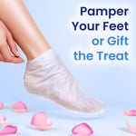 Model wearing Bloomora foot mask bootie style