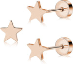 ZDE Women Flat Back Heart Earrings Non-Nickel Star Earrings Titanium Hypoallergenic Cartilage Moon Earrings Stud for Sensitive Ears Simple Classic 5mm Flat Stud Earring - Image 15
