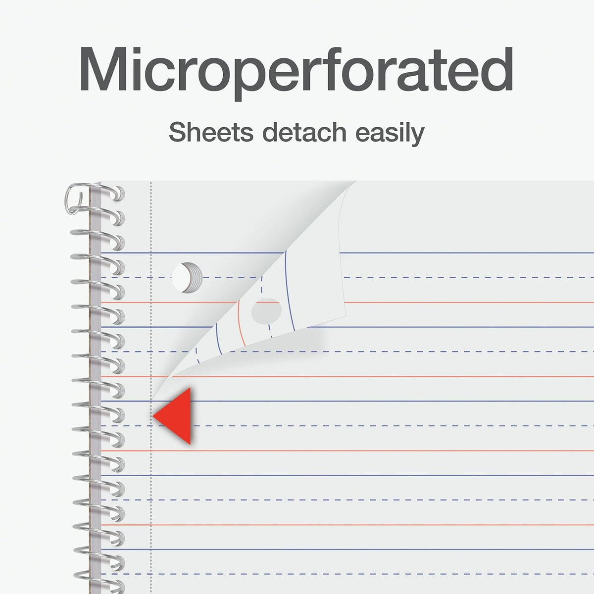 Oxford primary notebook showing perforated 3-hole punched paper