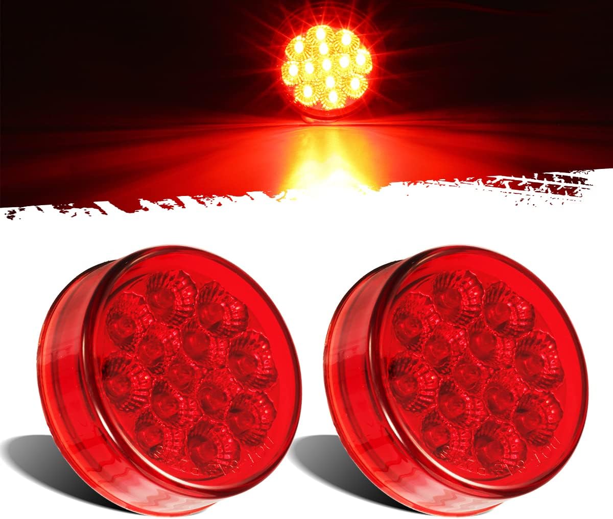 Partsam round trailer LED side marker lights front view showcasing red thirteen diode configuration.