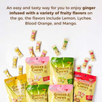 Authentic USA imported ginger candy variety pack with lemon and blood orange flavors.