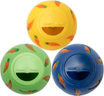 Side view showcasing the 2.8 inch diameter size measurement of the treat ball.