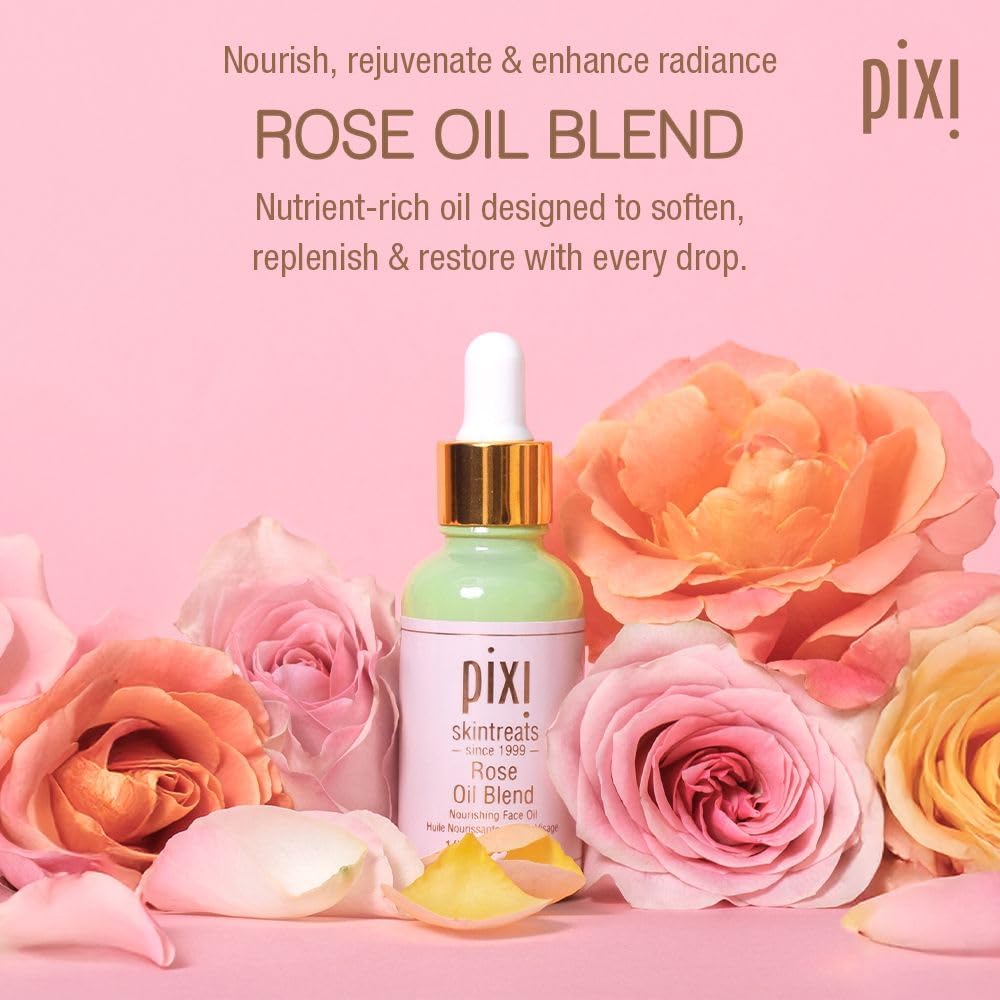 Pixi Rose Oil Blend facial serum packaging