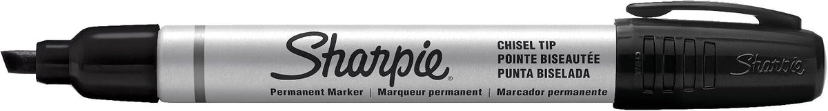 Sharpie metal barrel marker chisel tip detail shot