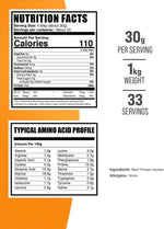 BulkSupplements unflavored lactose free protein powder nutritional facts label