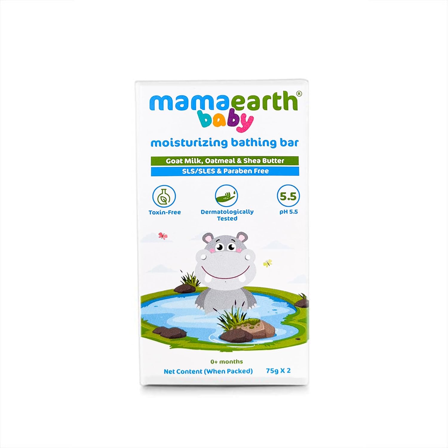 Mamaearth Baby Moisturizing Bathing Bar Pack of 2 front view