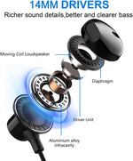 Side profile of Umeizxin earbuds displaying durable oxygen-free copper wire.