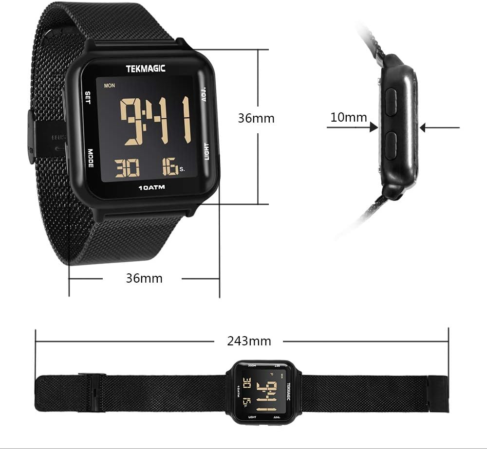 Tekmagic scuba watch mesh wristband clasp detail