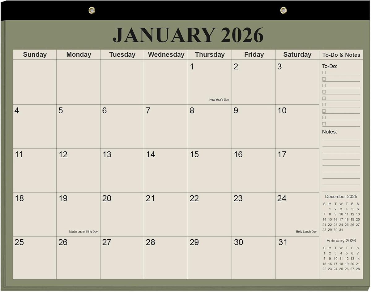 2026 Desk Calendar - 12 Months Calendars from January 2026 - December 2026, Desk Calendar 2026 with Thick Paper, 17" x 12", Green Leaf - Image 9