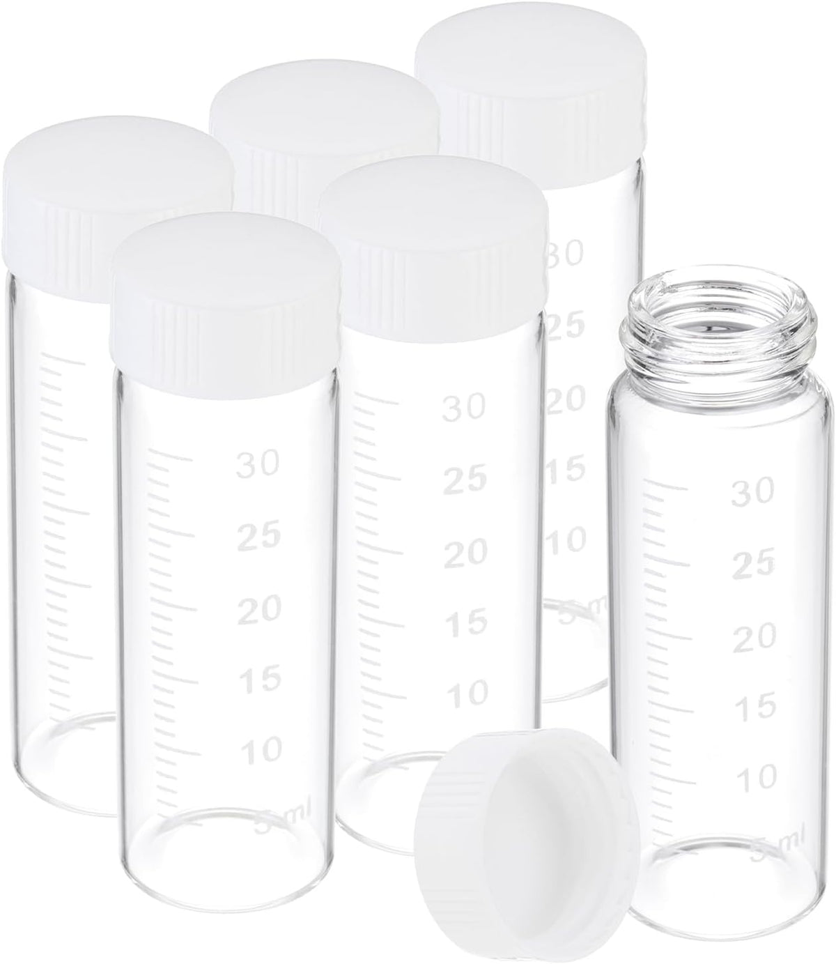 PATIKIL 6pcs 15ml Small Clear Glass Vials with Black Screw Cap, Borosilicate Glass Graduated Sample Bottles for Solid Liquid Powder Storage - Image 9