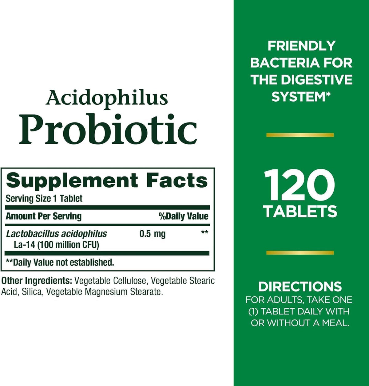 Nature's Bounty Acidophilus tablet texture and shape