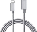 MeloAudio 6.6FT Braid Extension Cord Cable Charging Sync Video & Audio Compatible with iOS Devices (Phone/Pad/Pod), Male to Female Dock Cable Extender Connector Case Adapter (Gray) - Image 1