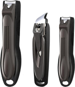 GLAMFIELDS Nail Clippers with No Splash Storage Box, Large Fingernail Toenail Clipper Detachable Easy Clean Nail Cutter Trimmer with Nail Files for Men & Women, Leather Case Packed Black (1 Pack) - Image 8