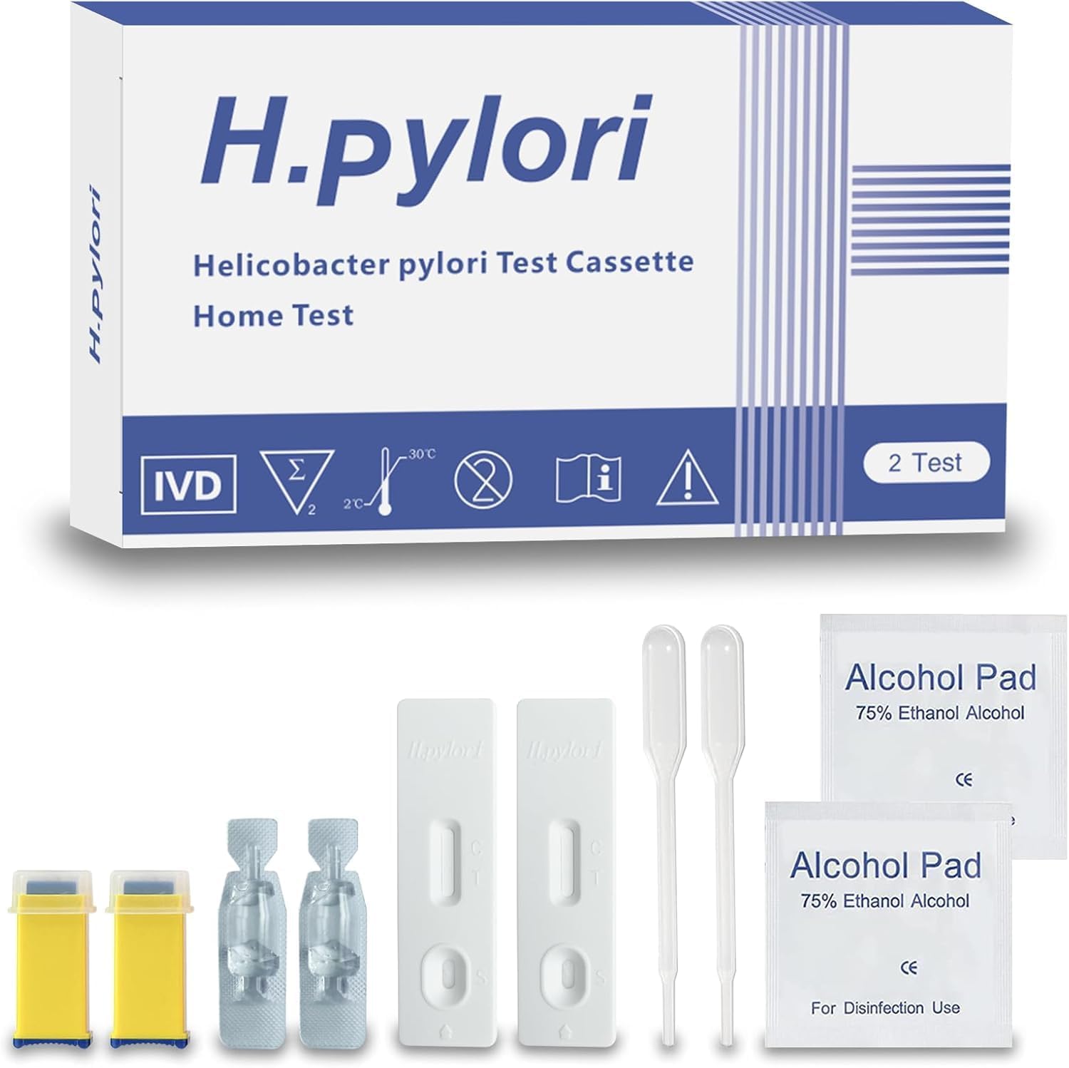 H Pylori Test Kit, Helicobacter Pylori Home Test Kit – Quick, Accurate Results in 10-15 Minutes, No Lab Visit Needed, Includes 2 Tests for Easy Monitoring - H Pylori at-Home Test Kit. - Image 1
