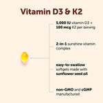 Micro Ingredients Vitamin D3 K2 supplement facts label close up