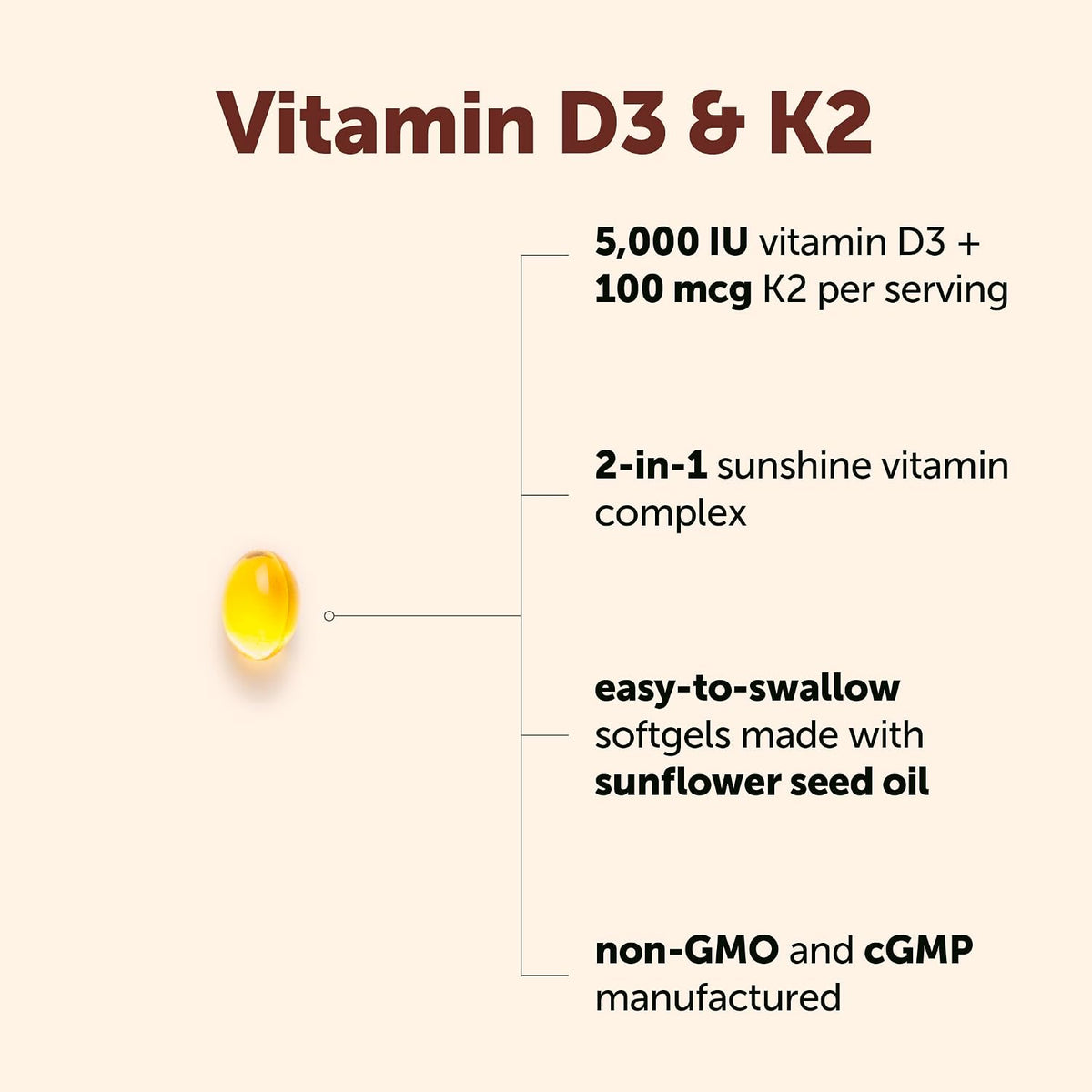 Micro Ingredients Vitamin D3 K2 supplement facts label close up