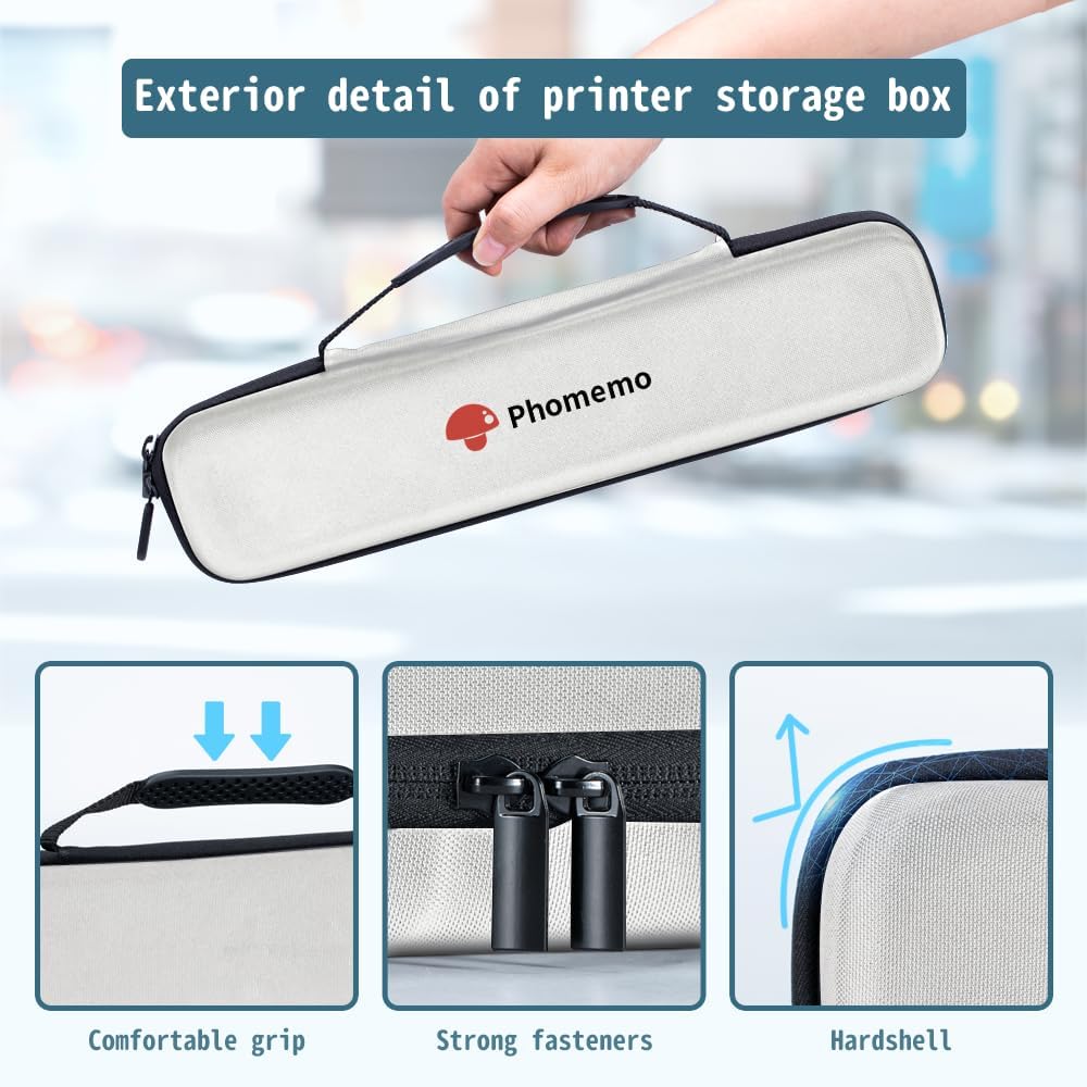 Phomemo M08F portable printer bag open compartment