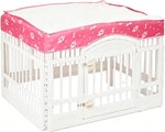 XiaTianDeShu dog playpen mesh top cover front view pink pet pen shade