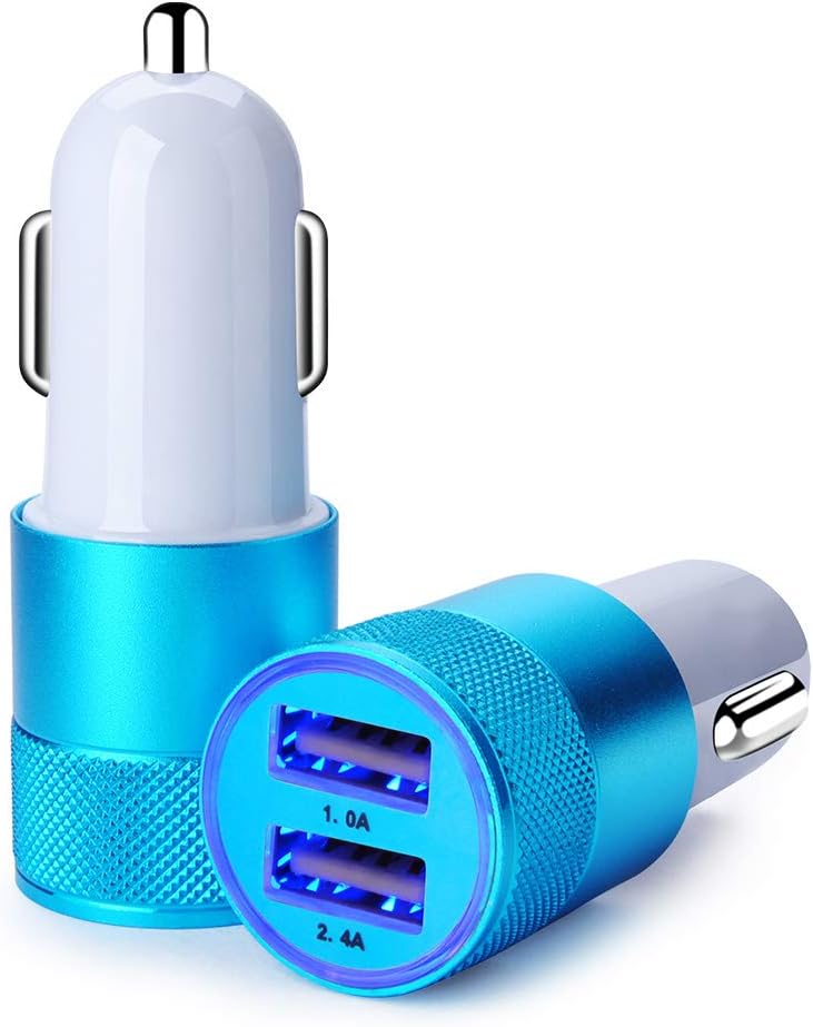 Sicodo car charger front view with dual USB ports