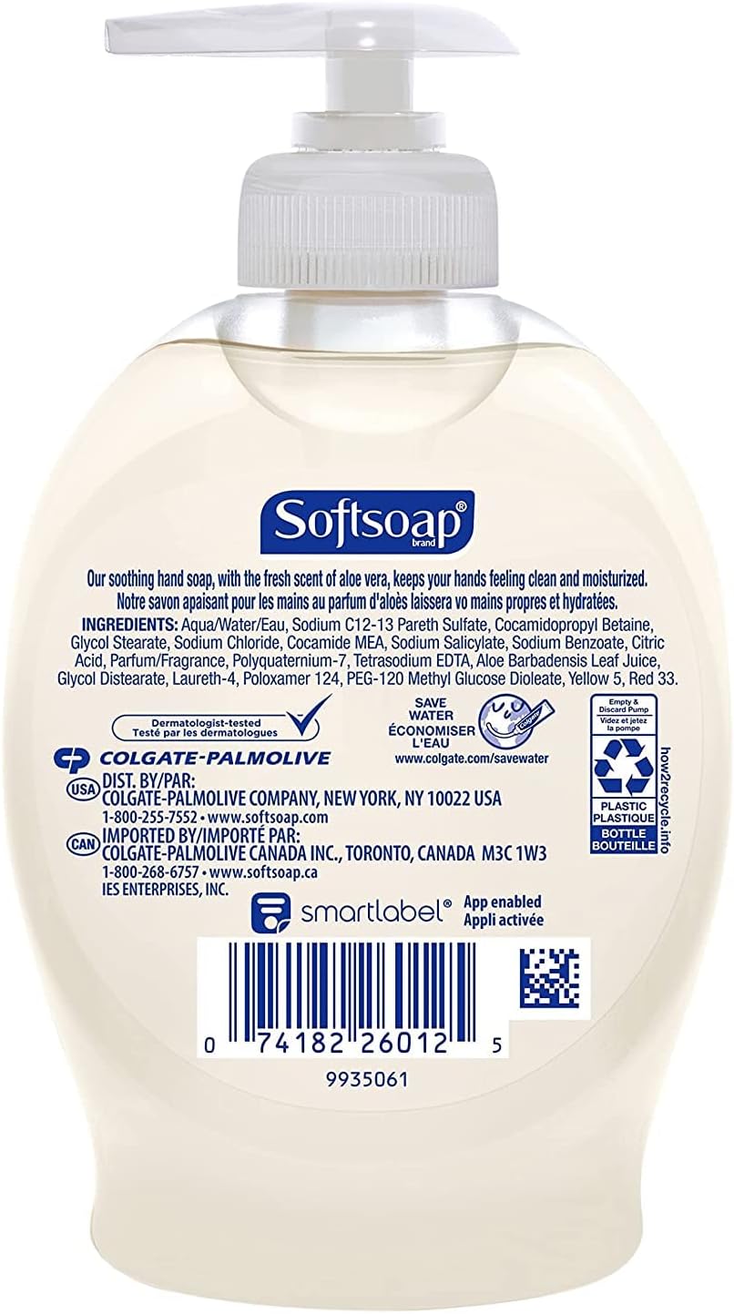 Softsoap moisturizing hand soap bottles in a row