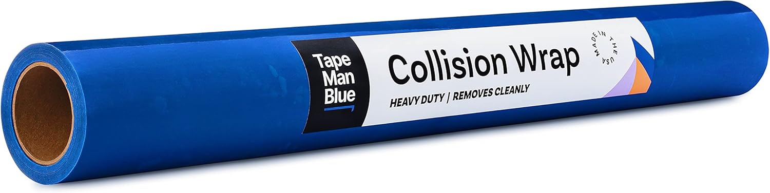 TapeManBlue Crash Collision Wrap blue self adhesive film roll front view for damaged car protection