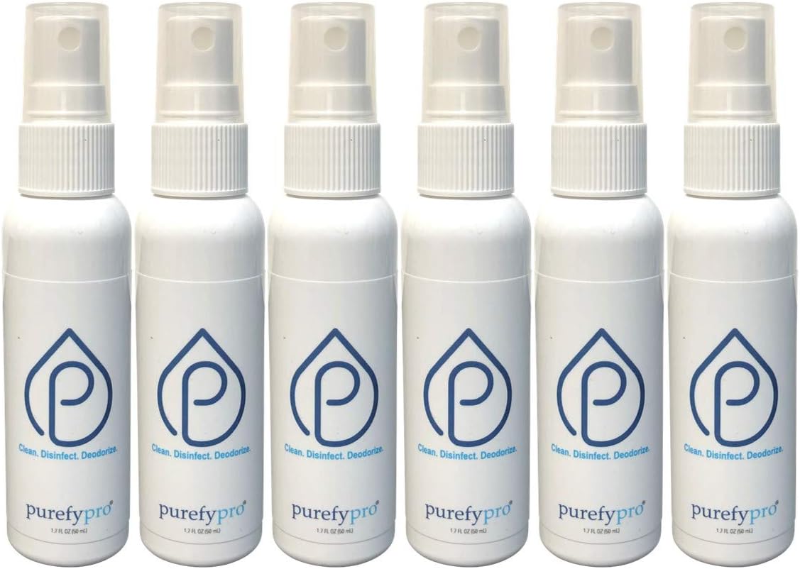 Purefypro Disinfectant Spray (1.7oz, 6 Pack) - No Rinse. No Residue. Kills 99.9999% Norovirus, HIV, Hepatitis, Flu, Monkeypox Virus, and Fungi, MRSA VRE, Drug Resistant Germs. (On The Go) - Image 1