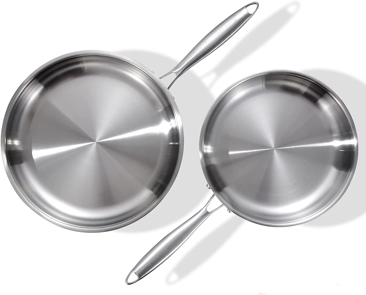 DELARLO Tri-Ply Stainless Steel Pan,18/10, 12.5" | Nontoxic Durable Oven Safe 800 All Cooktops Compatible Fast Even Heat PFOA Free Large Frying Pan Nontoxic Cookware - Image 12