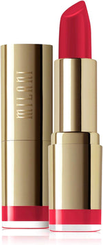Long lasting hydrating matte lipstick by Milani showing shade color payoff