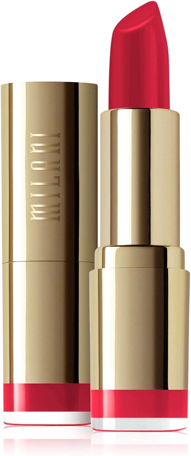Long lasting hydrating matte lipstick by Milani showing shade color payoff