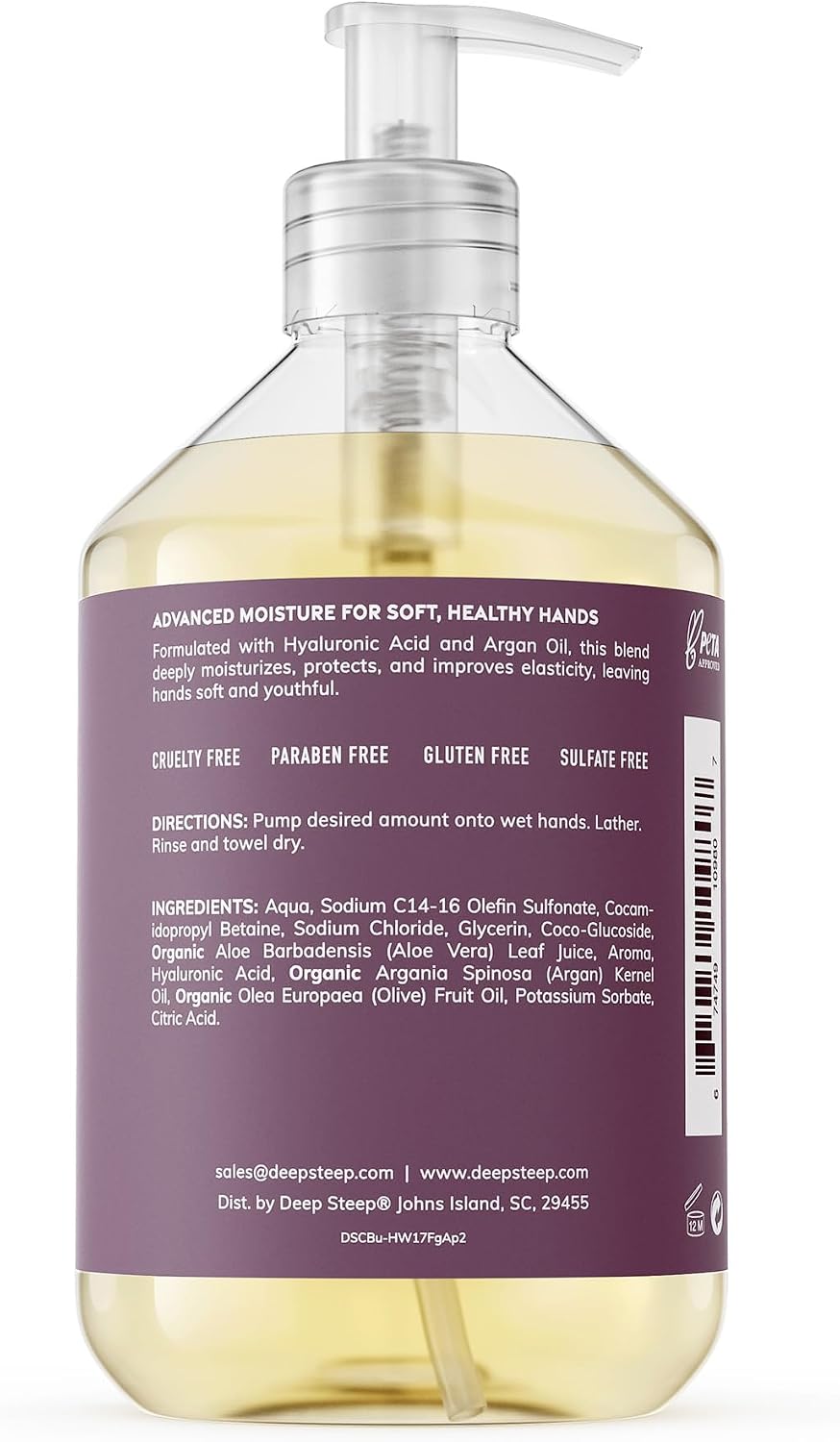 Deep Steep hand wash pump bottle label details