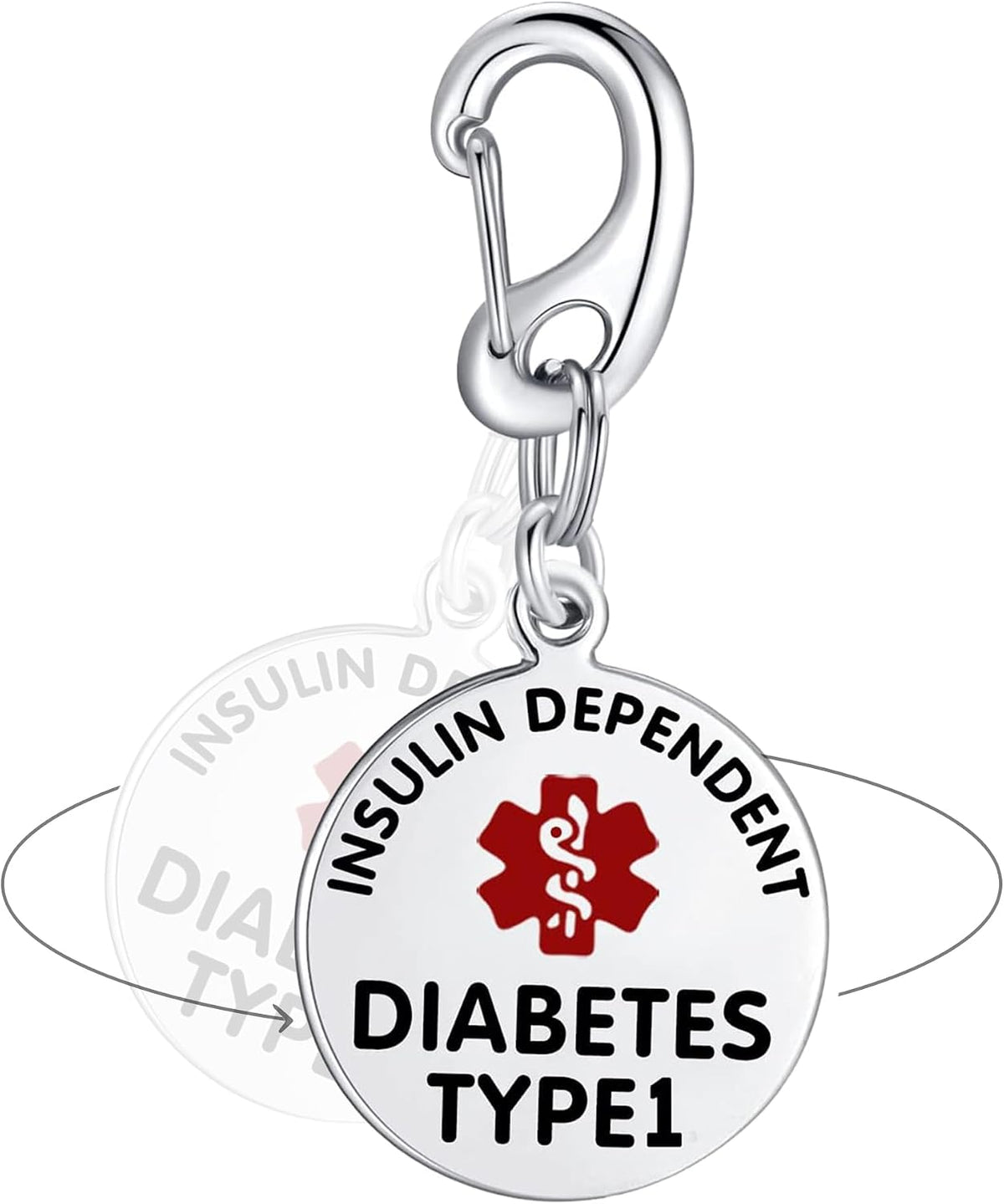 Insulin Inside Bag Tag 1.25" - with Quick Clip | Pre-Engraved Stainless Steel Dual-Sided | Bold Lettering - Image 12