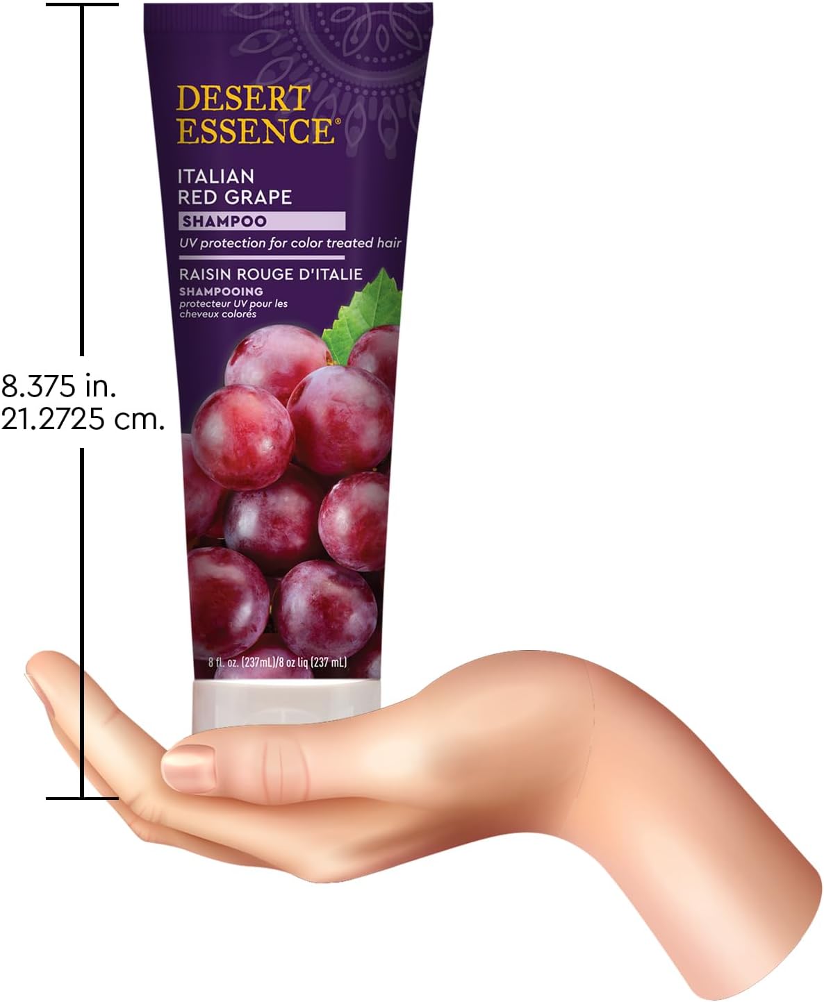 Desert Essence Italian Red Grape Shampoo size reference with packaging