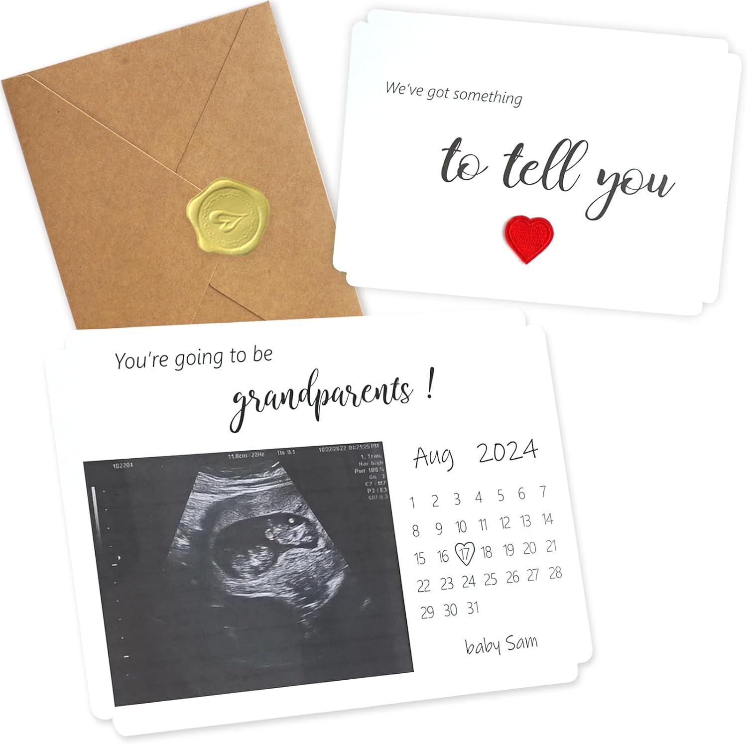 HAMUIERS pregnancy announcement card for grandparents front view featuring elegant announcement typography.