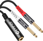 Devinal TRS to dual TS breakout cable front view