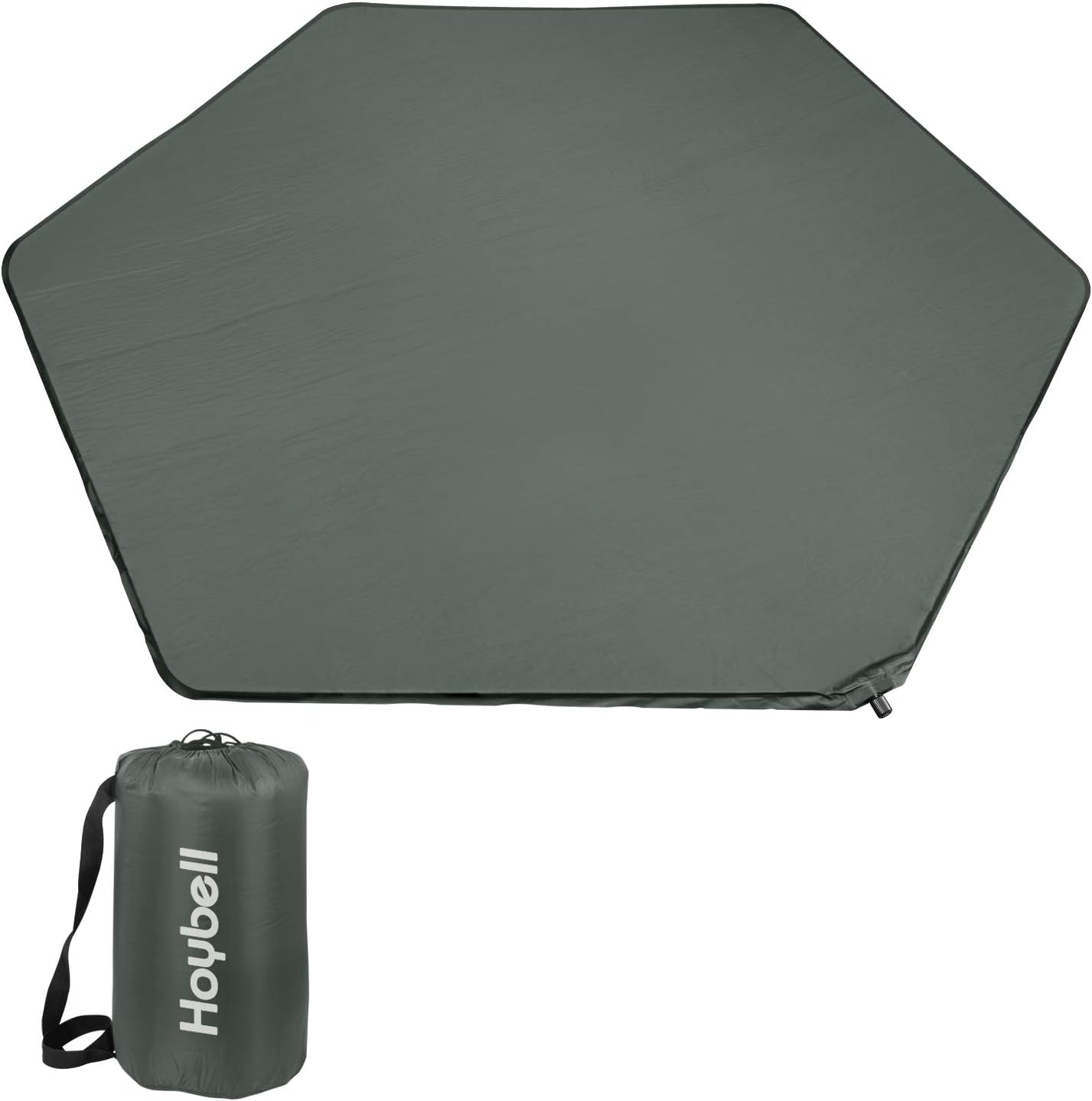 Hoybell playpen mattress dark grey front view inside a six panel baby playard.