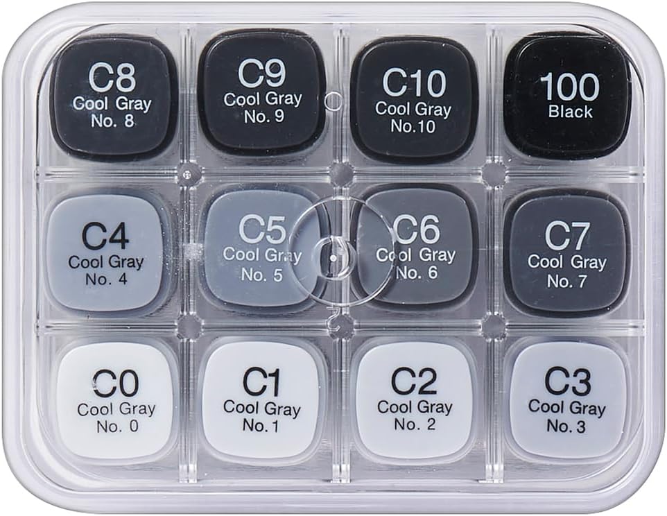 Copic Classic marker caps featuring color identification numbers