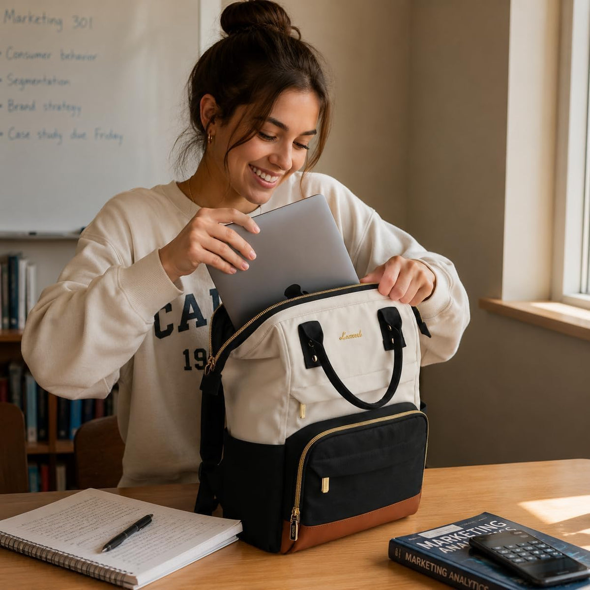 LOVEVOOK mini backpack showing side bottle pockets