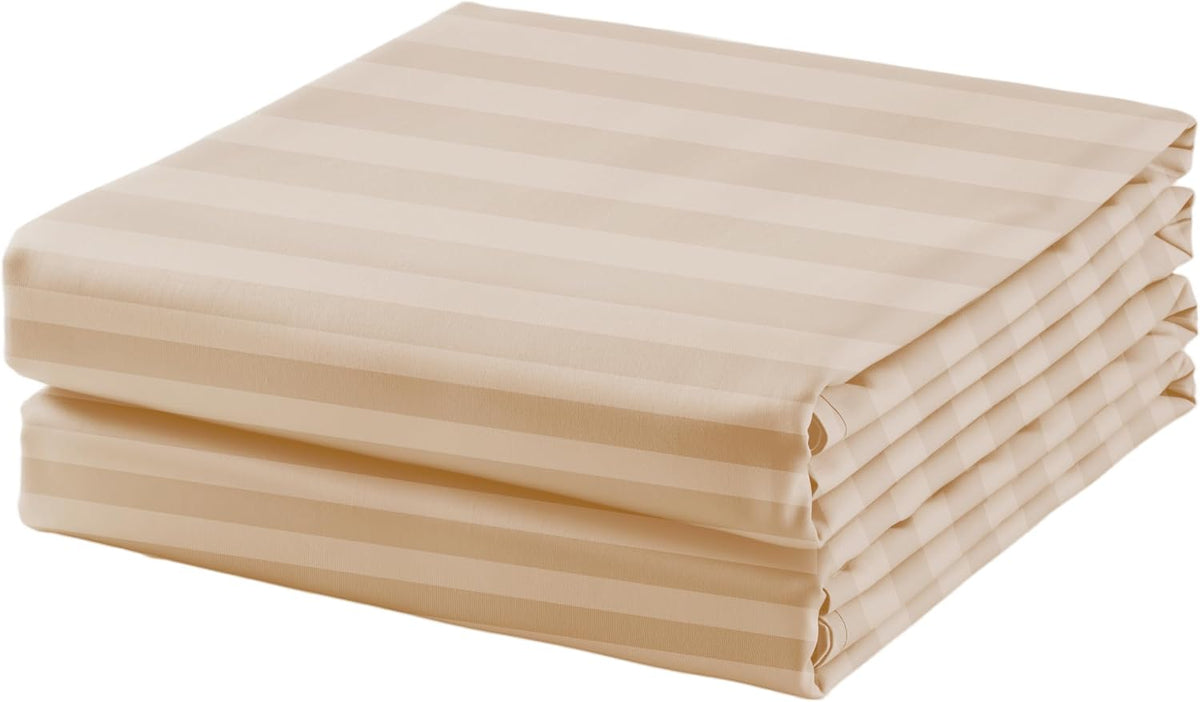 Cotton Twin Flat Sheet Only, 600 Thread Count 100% Egyptian Cotton Top Sheet 1Pcs, Cool & Breathable Flat Bed Sheets Wrinkle, Fade, Stain Resistant (White Stripe Twin) - Image 15